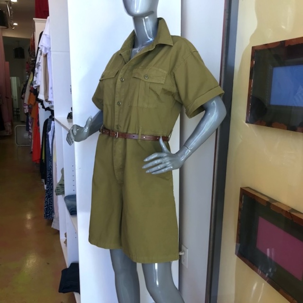 ALEX MILL "Safari" Short Jumpsuit in. Olive Gold EUC/sz M - Picture 14 of 16